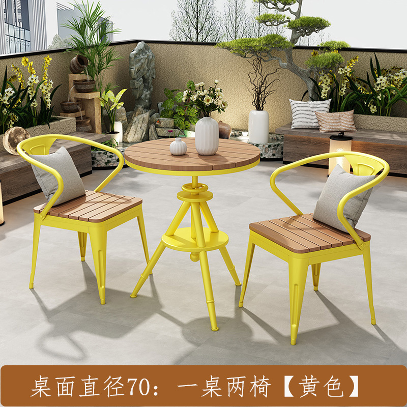 B&B バルコニーレジャーテーブルと椅子の組み合わせ中庭ガーデン屋外ダイニングテーブル屋外防水日焼け止めラウンドテーブルレッド|undefined