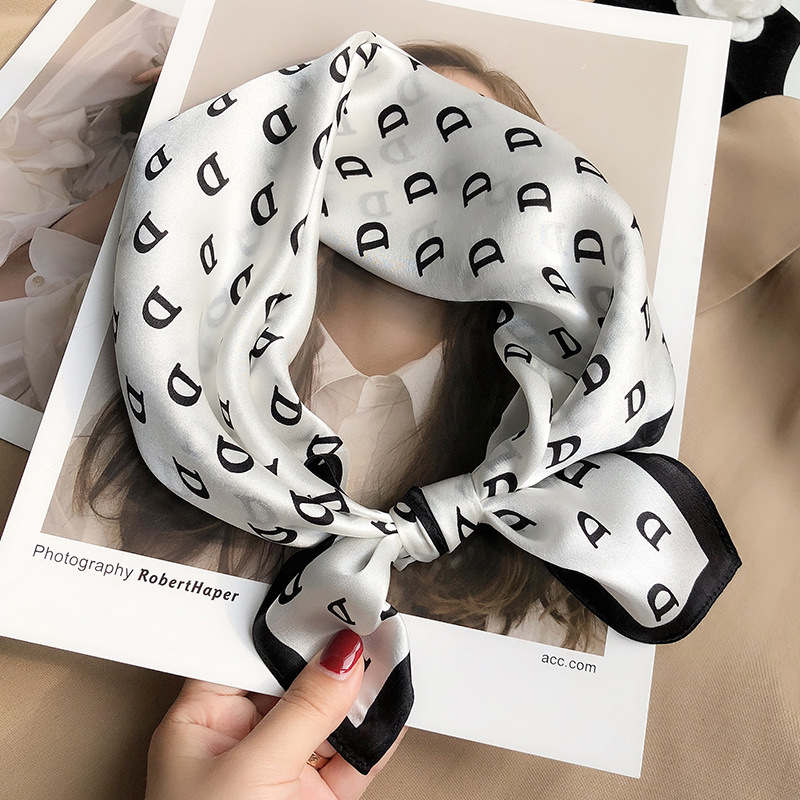 Silk white handkerchief with letters