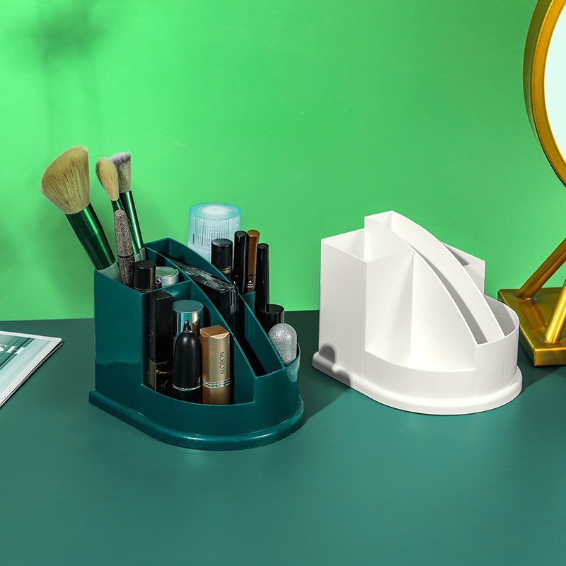 Contenedor de brochas de maquillaje, portalápices, organizador de brochas de belleza, caja de almacenamiento de cosméticos con compartimentos de escritorio y caja de brochas de belleza con perlas.