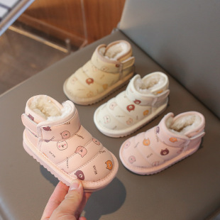 Winter Baby 1-3 Years Old Snow Boots Boys Thickeneded Non-Slip Short Boots Girls Leather Cotton Boots Kidsren's Large Cotton Kidsren's Shoes