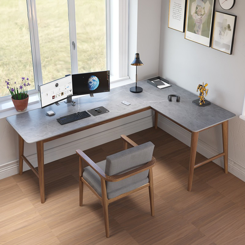 Nordic corner solid wood desk corner rock plate corner desk home Modern L-type computer desk