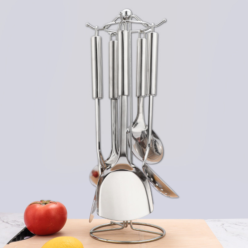 Regalos al por mayor de acero inoxidable cocina de cocina set completo de pala de platos fritos caseros antiadherente cocina engrosada en uno