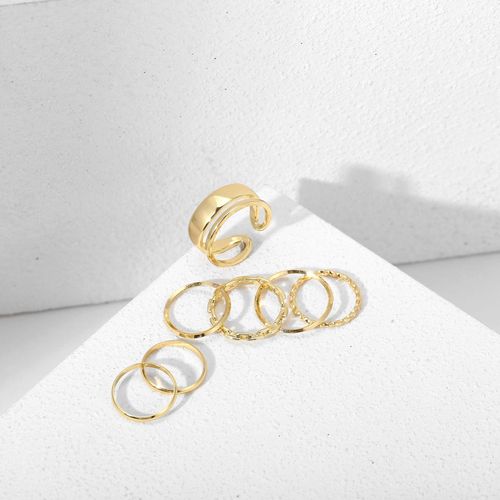 欧美跨境热销合金金属关节戒指 创意简约ins风戒指组合套装7件套