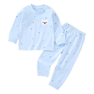 Children's autumn clothes long pants cotton class A spring and autumn baby clothes baby pajamas cotton shoulder buckle underwear suit