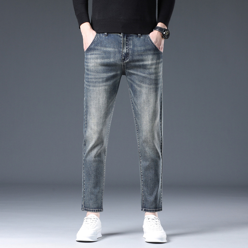 Men's Clothing / 2026 Autumn New Versatile Men's Slim-Fit Skinny Pants 9/10 Length Stretch Denim Pants