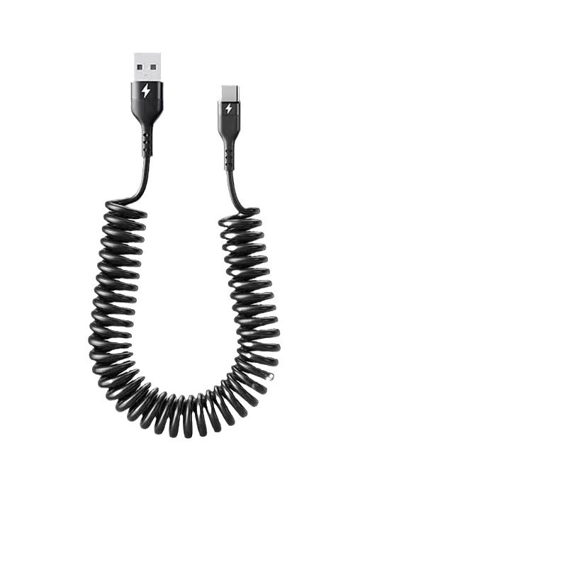 240W Super Fast Spring Type-C Cable de datos telescópico para automóviles Cable de carga 6A para Apple Huawei Vivo