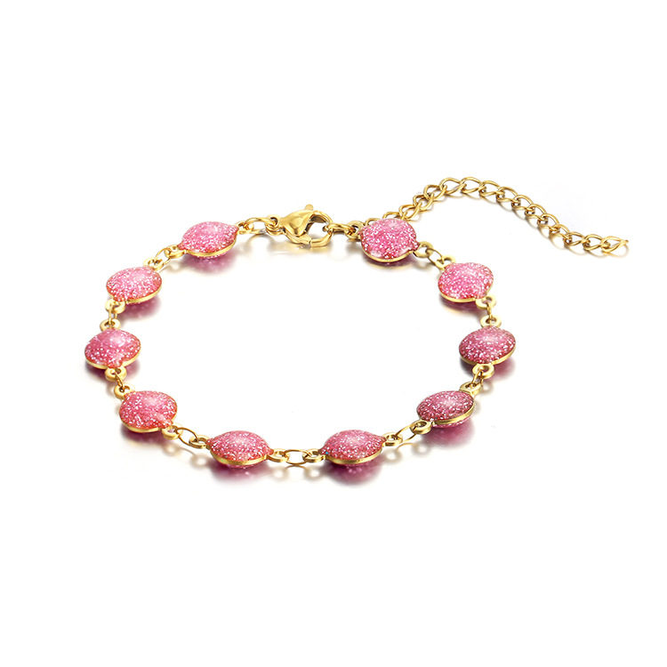 Moda europea y americana transfronteriza nueva Pulsera Rosa de acero inoxidable pulsera versátil de alto grado chapado en oro de 18 quilates pulsera de moda para mujer