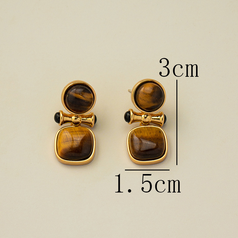 15g Weight Rhinestones Inlay Material 1 Pair Retro Square Inlay Alloy Rhinestones Ear Studs