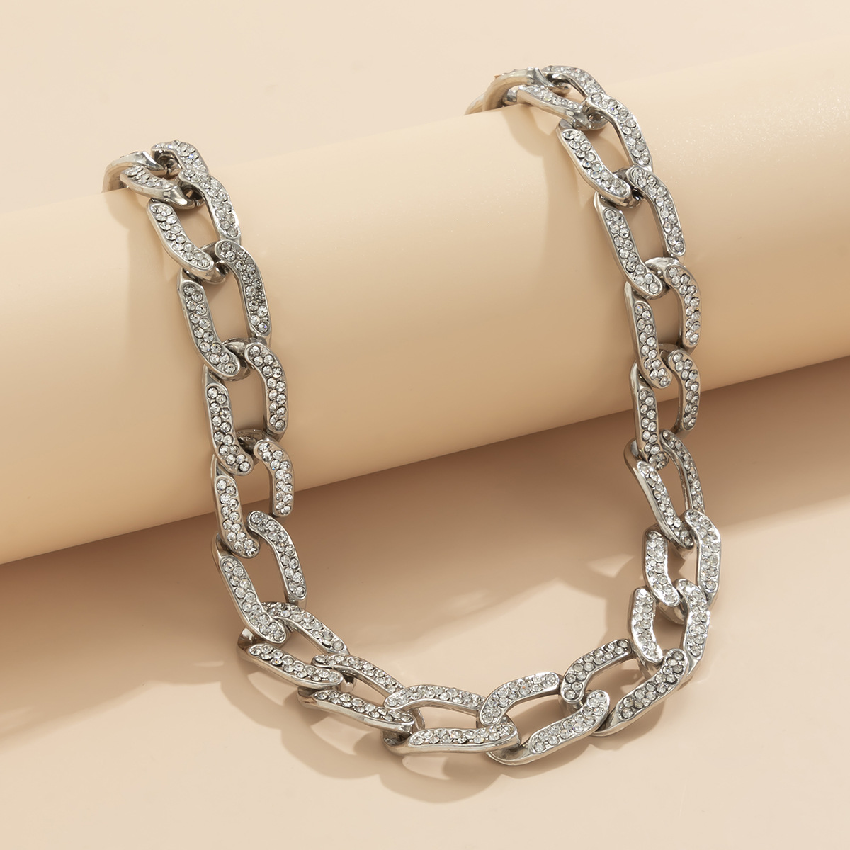 Cuban Link Necklace With Micro Inlaid Diamonds Minimalist Style_voghion.com