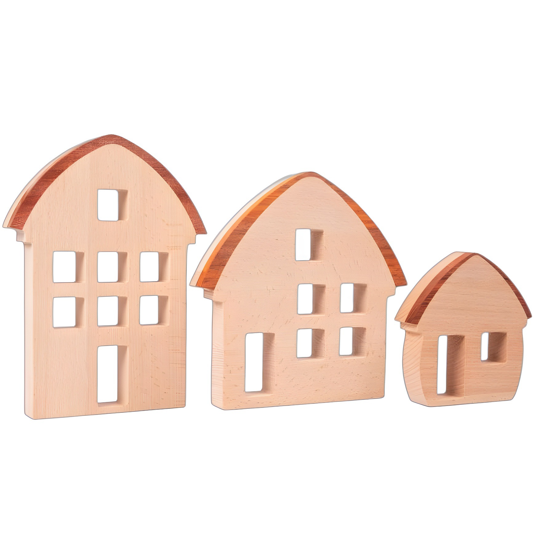 Educación temprana acrílico construcción de la casa de madera maciza estilo nacional de tres piezas muebles decorativos