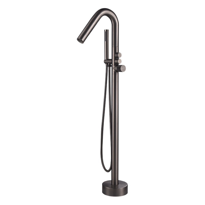 Pistola de cobre gris bañera cabeza de ducha caliente y fría tipo de piso lado del cilindro grifo columna hotel ducha en casa traje