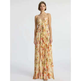 alc晚礼服吊带印花连衣长裙女神款