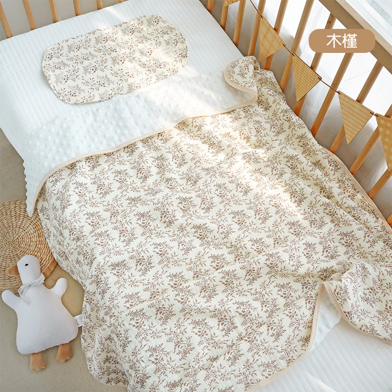 Venta al por mayor de dibujos animados Cuatro Estaciones edredón de bebé crepe manta de frijol recién nacido niños kindergarten edredón de bebé