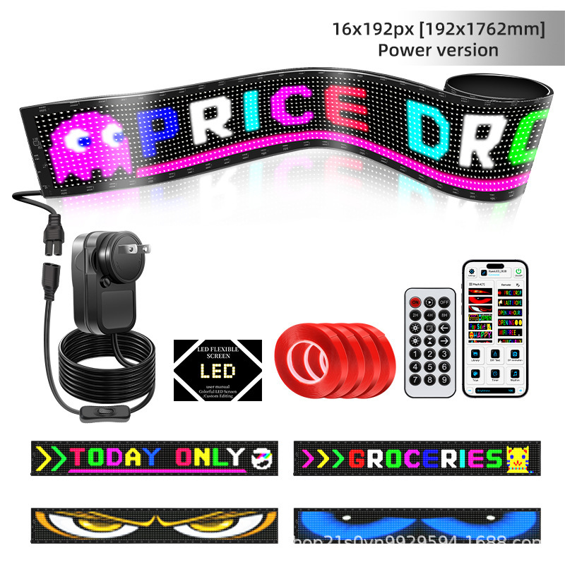 Pantalla blanda USB automóvil pantalla de publicidad flexible APP Bluetooth ventana trasera vidrio emoticon ojo del diablo pantalla LED