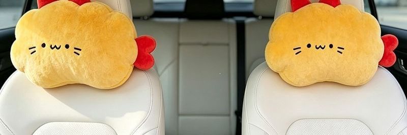 Headrest suitable for all seasons, same style lumbar support cushion, waist-protecting pillow, cartoon car seat cushion, cute car pillow