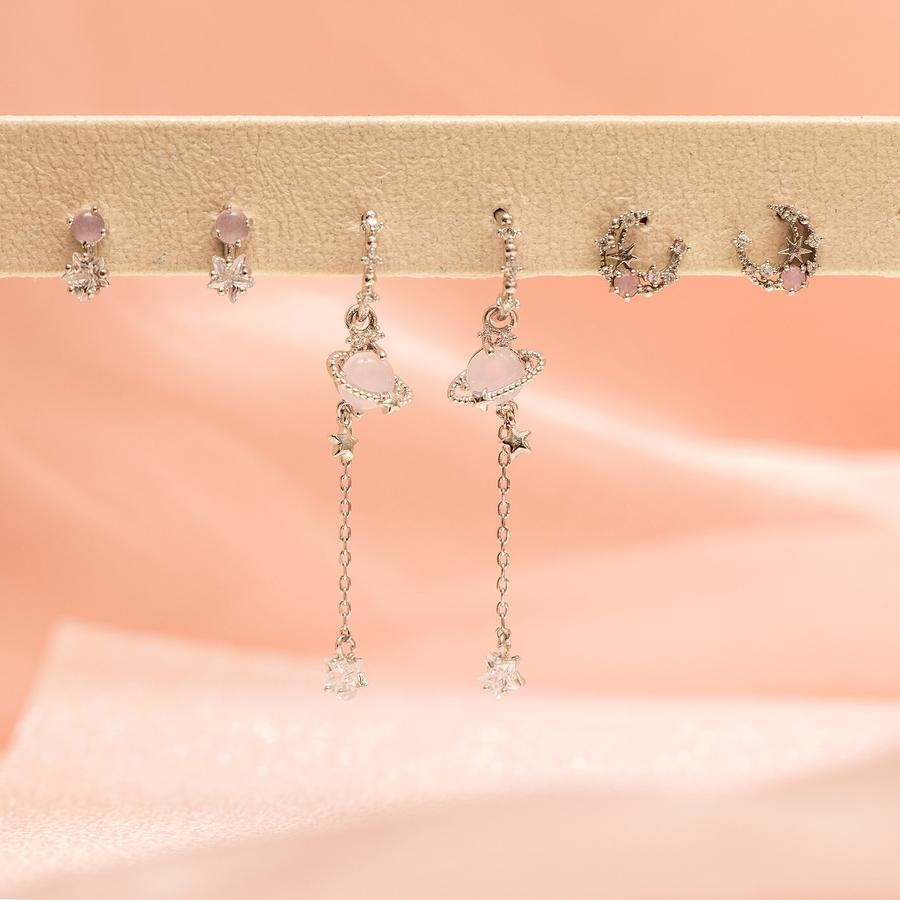 Sweet Star Tassel Brass Earrings Plating Zircon Copper Earrings display picture 5