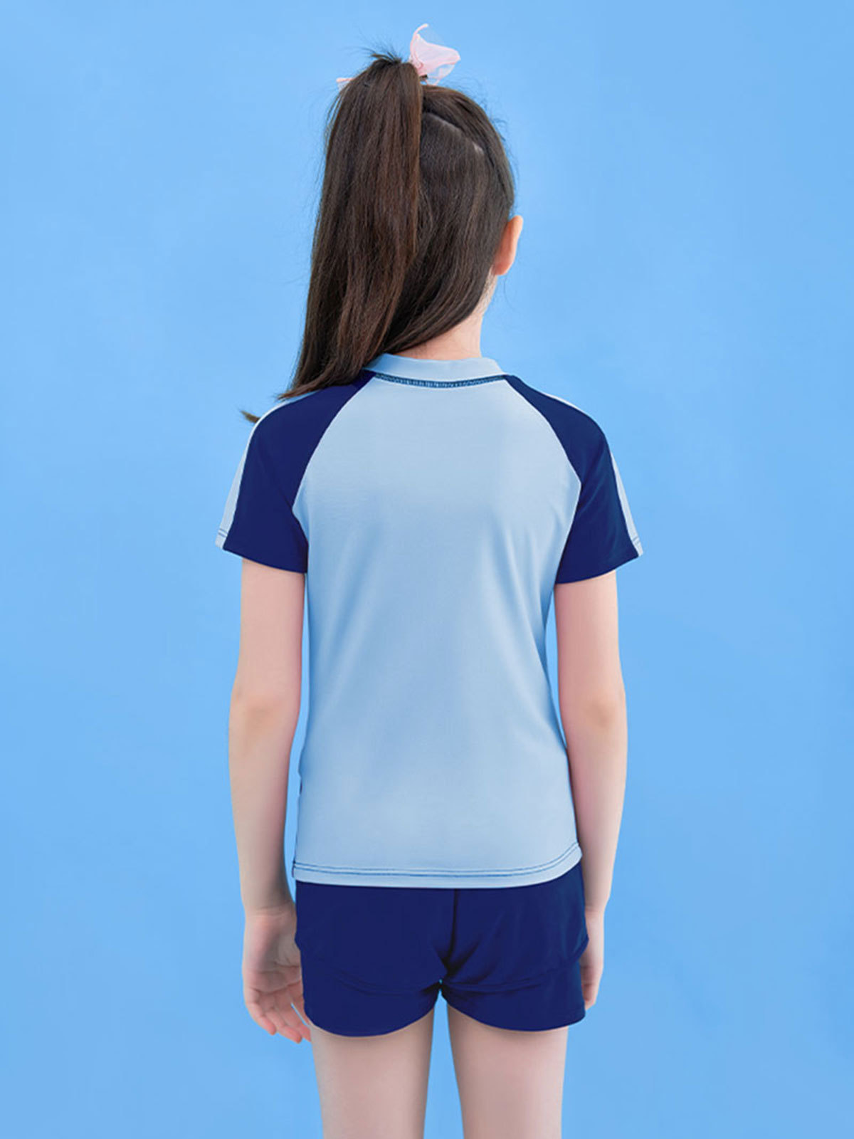 Huurun traje de baño para niños traje de baño de dos piezas para niñas nuevo estudiante deportivo mediano y grande traje de baño profesional para niños al por mayor