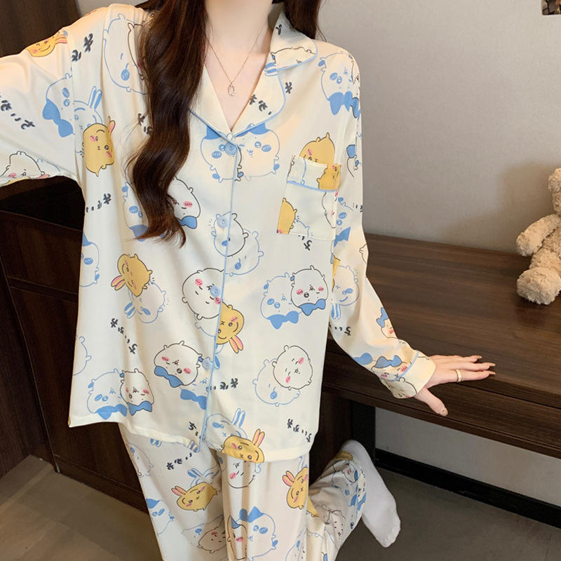 Qadın pijama dəsti, uzunqol, şalvarlı, yaz-payız üçün