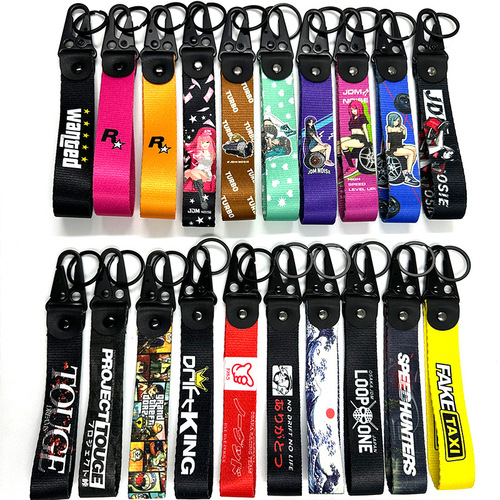 JDM Car Modification Anime Digital Printing Eagle Beak Connector Keychain Bag Hook Key Ring Ribbon