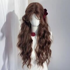 假发女焦糖暖棕羊毛卷慵懒感气质长卷发几字刘海新款整顶全头套式