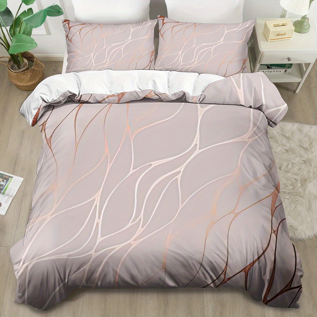 TEMU / JIT negro y blanco textura de mármol molienda impresión digital kit de colcha de tela para el hogar se puede diseñar