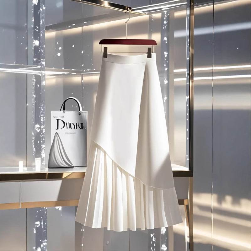 Boutique-Quality 2026 Spring Hot-Selling Fashion High-End Exquisite Long Skirt, Super Stylish White A-Line Skirt