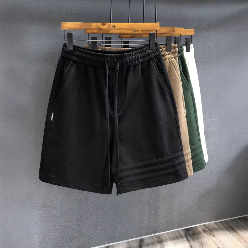 Three-Stripe Design High-End Heavyweight Sports Casual Shorts Men's Pants Summer Loose Five-Point Pants American-Style Sweatpants Three-Stripe Design High-End Heavyweight Sports Casual Shorts Men's Pants Summer Loose Five-Point Pants American-Style Sweatpants