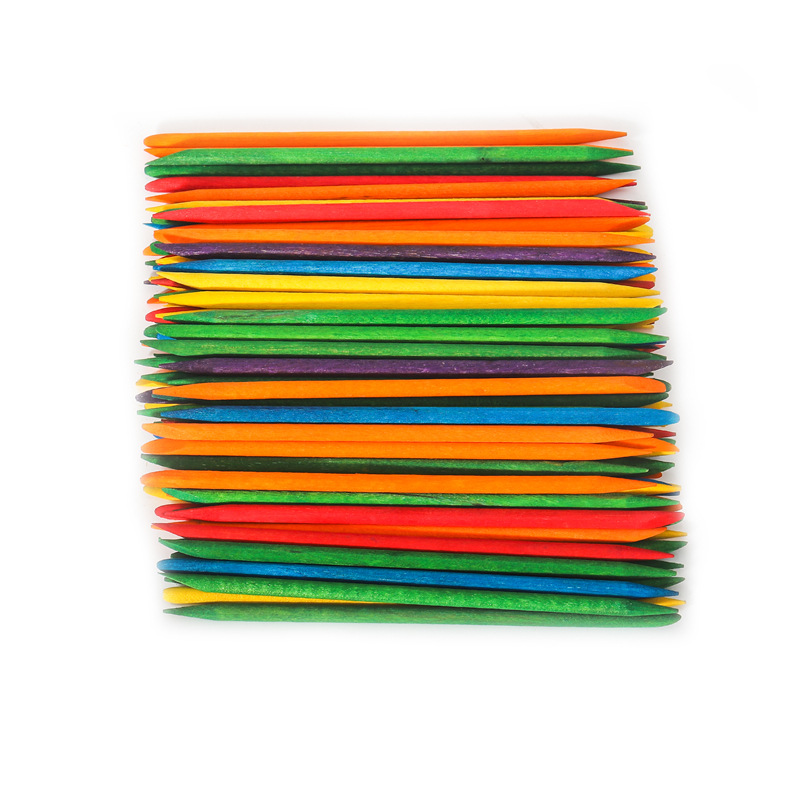 Herramientas de uñas color naranja palo de belleza palo de madera piel muerta empuje palo de taladro de doble cabeza palo de haya 100 bolsas