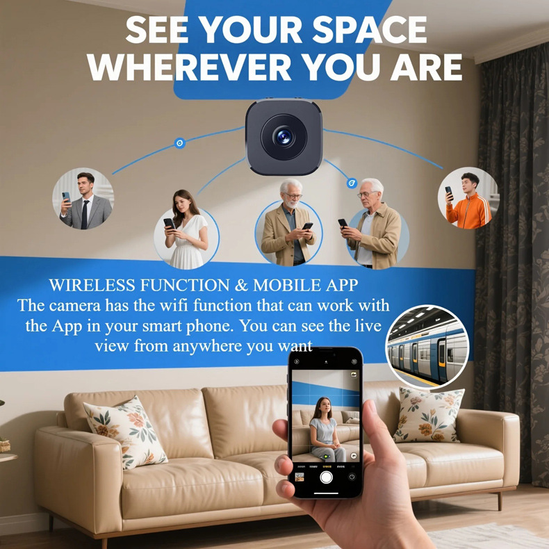 Pil Kablosuz WiFi Ağ Kartı Telefon Uzaktan Kumanda Ev İç Mekan HD İzleme Kamerası Stok Toptan