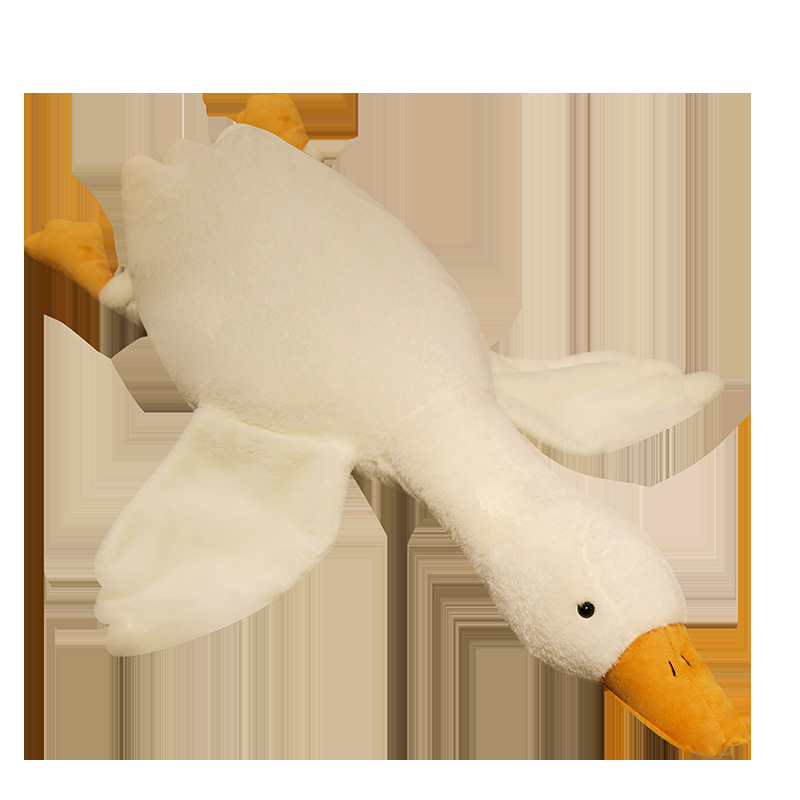 Almohada de ganso blanco grande de peluche de juguete grande muñeca de ganso con muñeca para dormir Ragdoll dormir pierna clip regalo de cumpleaños para las niñas