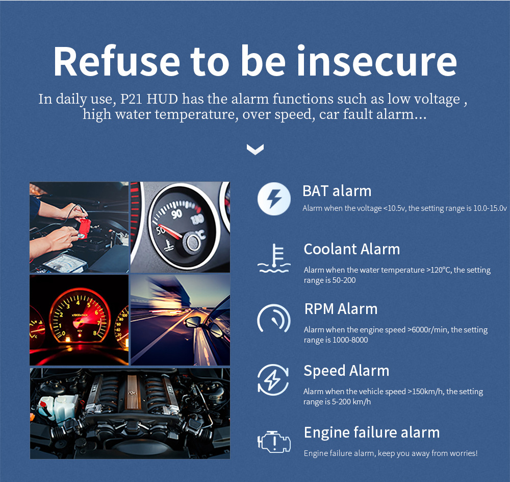 Cross-border car HUD head-up display LCD OBD multi-function water temperature fuel consumption GPS inclinometer speedometer P21