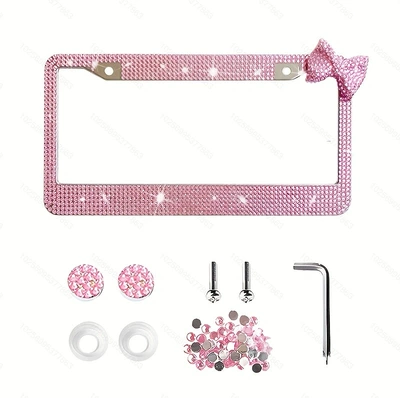 home car license plate protector, License plate holder/license plate holder - pink-single-piece-with-pink-bow