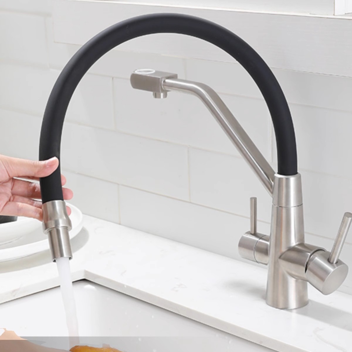 Grifo de cocina de comercio exterior purificación de agua lavabo de verduras transfronterizo tres en uno filtro purificador de agua grifo de extracción núcleo de cobre