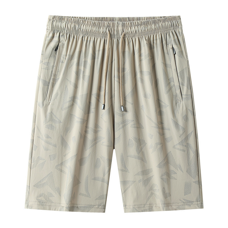 New Men's Summer Sports Shorts, Loose Thin Ice Silk Three-Pocket Quick-Dry Pants, Couple's Plus-Size Large Five-Point Shorts