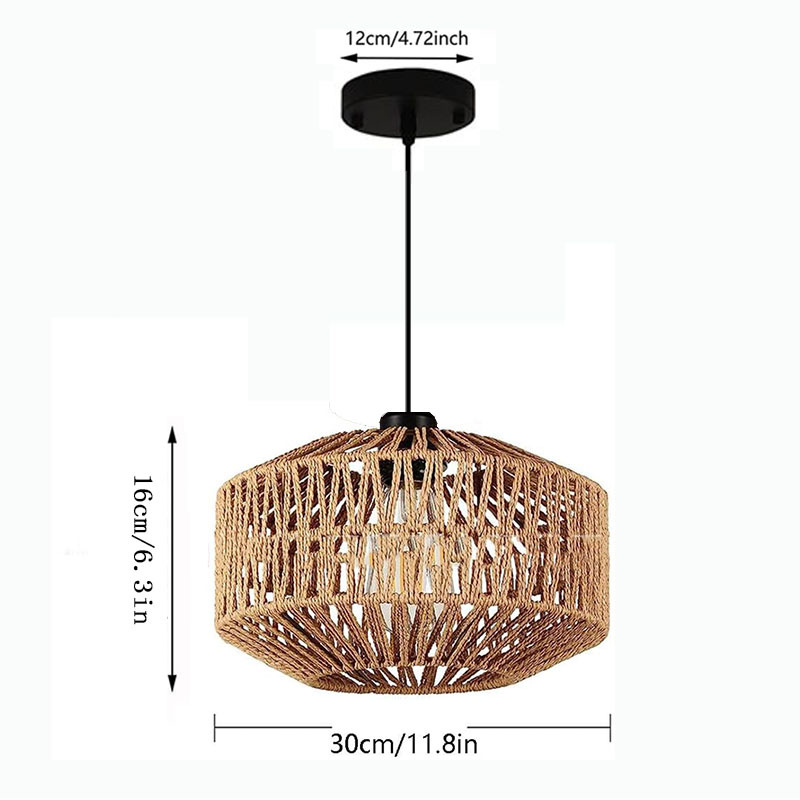 Lámpara de techo tejida a mano con cuerda de cáñamo de imitación estadounidense