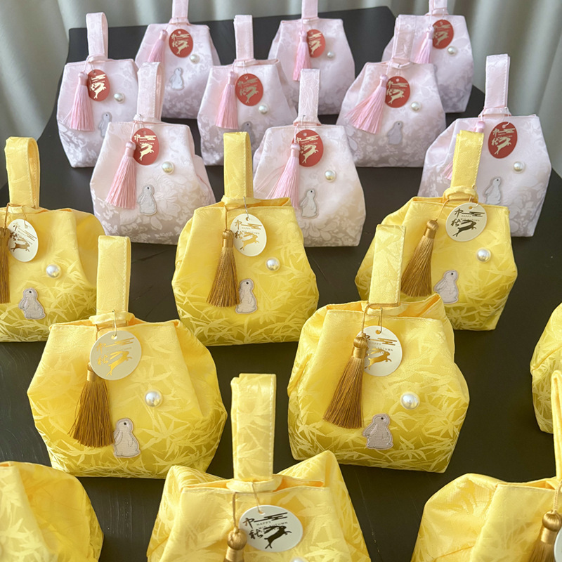新中式中秋礼品袋望月兔中秋礼品布艺包装袋精美中秋可手提礼品袋|undefined