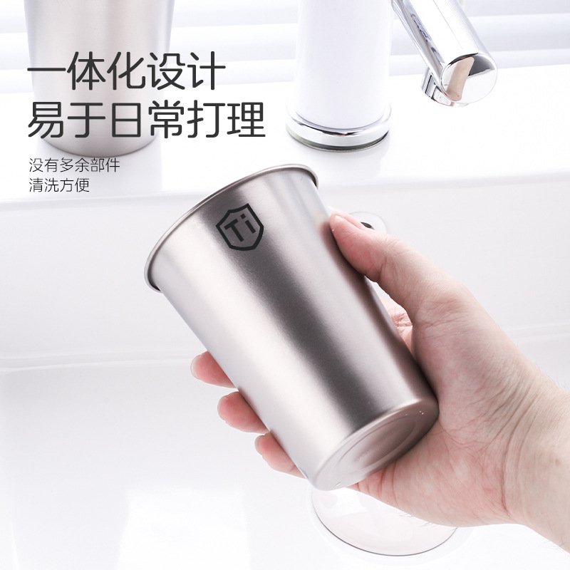 Taza de acero inoxidable, taza de lavado de titanio, taza de lavado de alta calidad, taza de cepillo de dientes de gran capacidad, pareja a prueba de caídas
