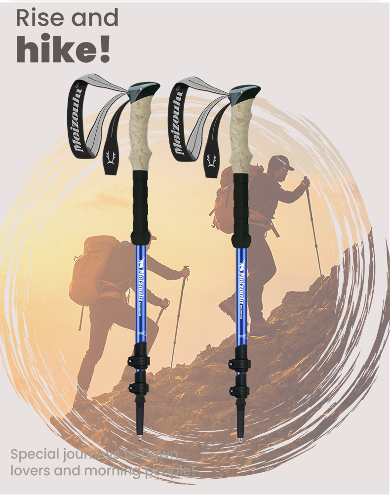 Neuer dreiteiliger Teleskop-Wanderstock aus Aluminiumlegierung für Outdoor-Aktivitäten wie Trekking, Klettern und Skifahren_voghion.com