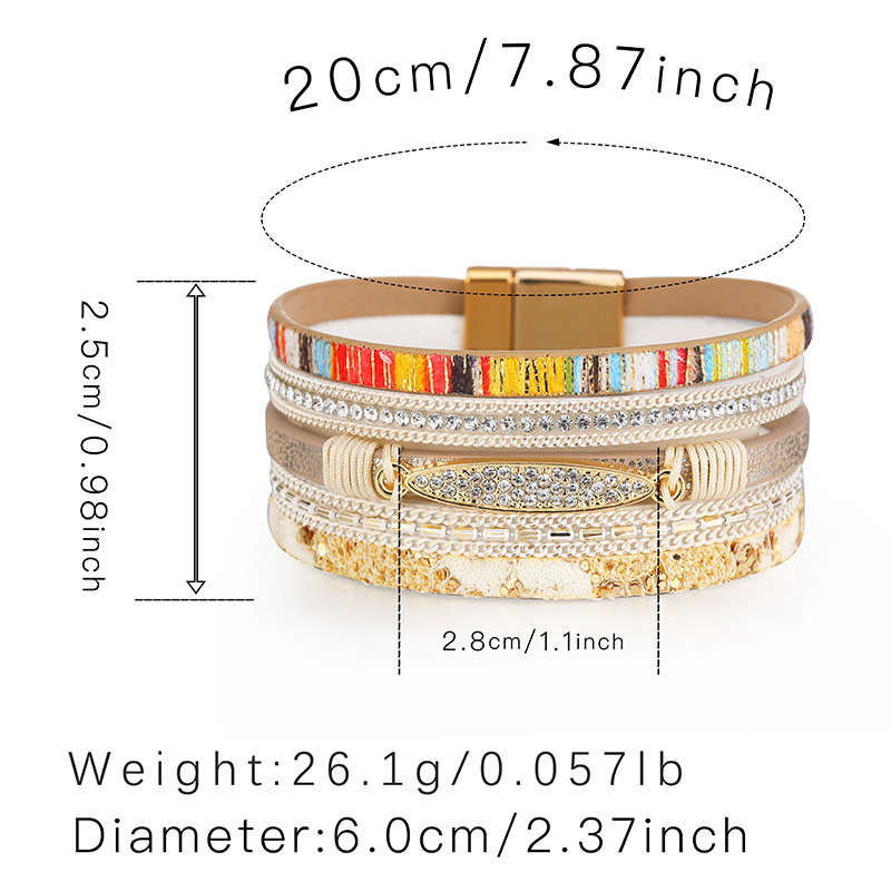 Bohemian Geometric Pu Leather Braid Rhinestones Women's Bracelets display picture 1