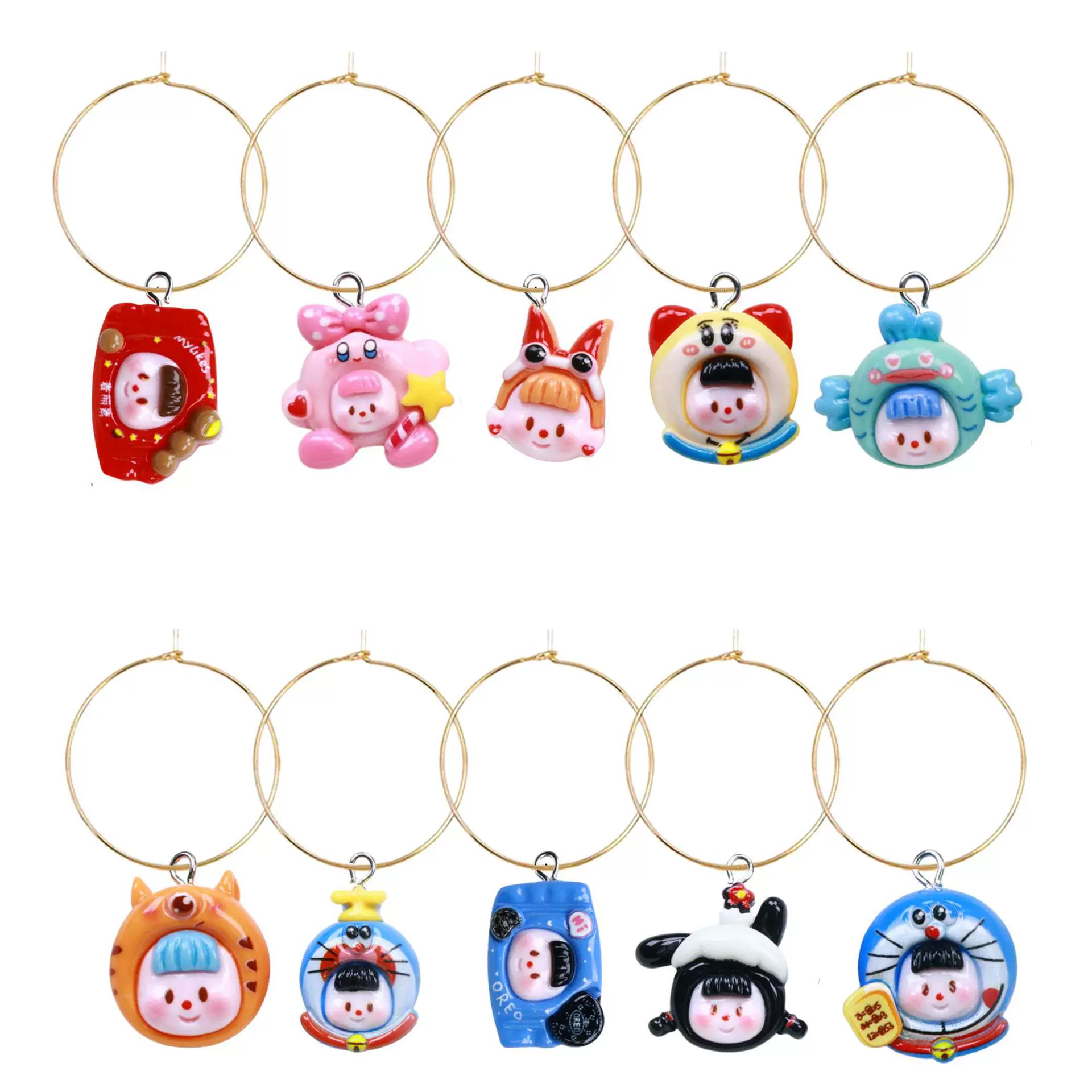 Набор смолы с милыми персонажами для кроссдрессинга, украшение для вечеринки Shein, украшение для винной вечеринки, подвеска для бокала для вина