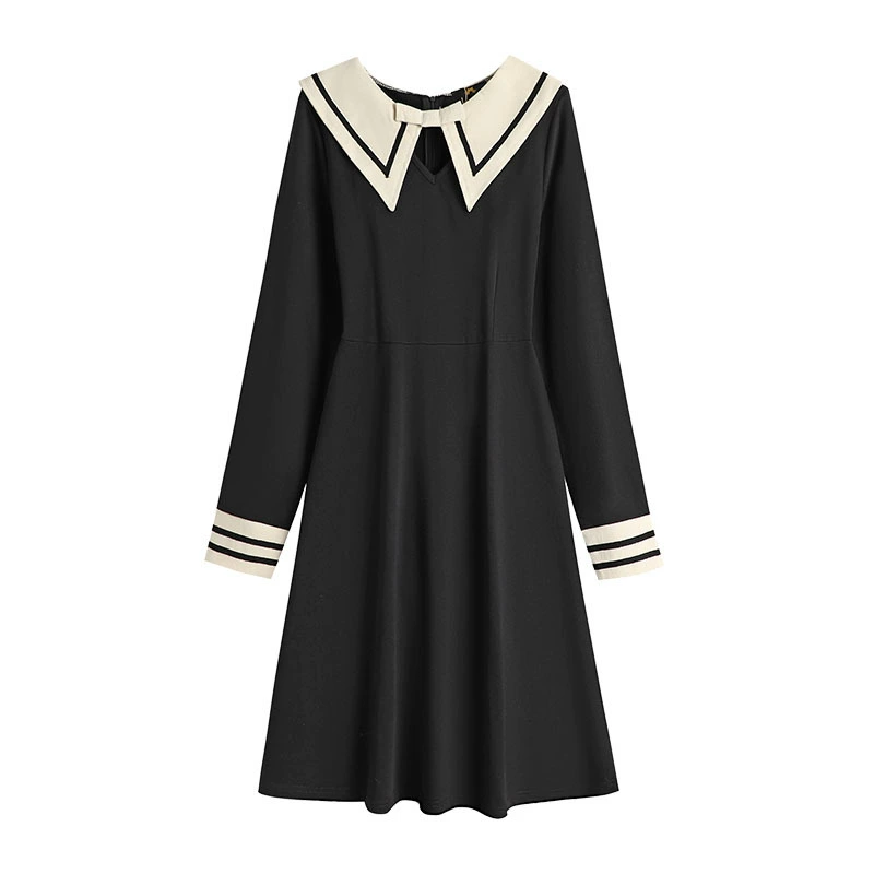 Темно-синее длинное демисезонное платье, плюс-тайс (2XL–6XL), средней/макси длины, стиль 2024