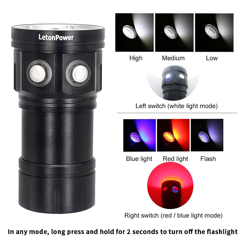 High-Power Professional Underwater 27 Led Photography Light High-Brightness Light 20000 Lumens Diving Flashlight 100m Waterproof