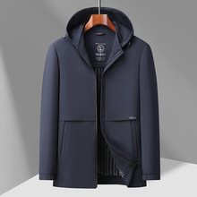 秋装2025新款中年男士商务休闲外套可拆卸连帽拉链款爸爸装夹克衫