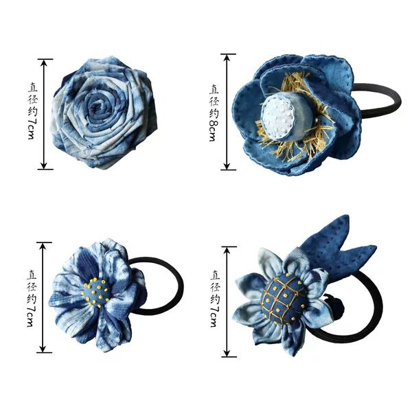 Bumingtang Indigo Dyed Brooch Flower Rose Lotus Sunflower Daisy