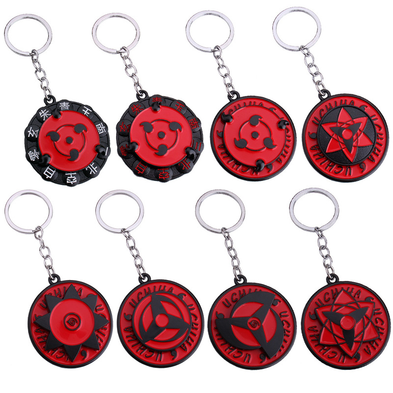 Animation Peripheral Naruto Rotatable Keychain Kaleidoscope Wheel Eye Metal Key Ring Rotatable Pendant