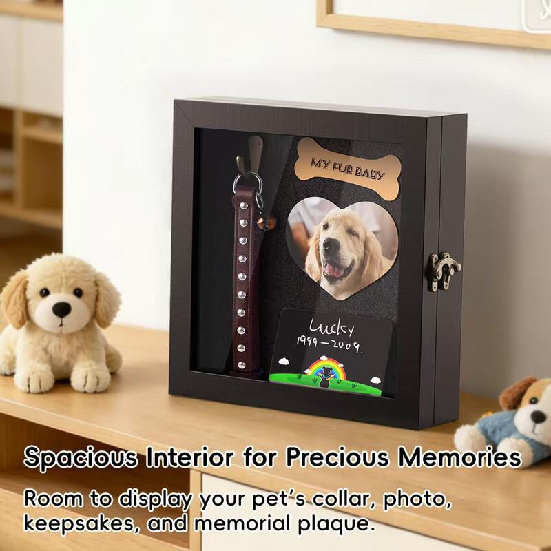 Customized Pet Memorial Photo Frame Wooden Dog Collar Toy Key Collection Commemorative Frame Solid Wood Hollow Photo Frame