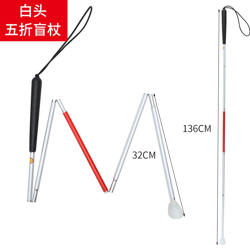 Muletas ciegas muletas cabeza giratoria ciego rojo y blanco aleación de aluminio 1,2 m palo ciego aleación de aluminio trekking polo