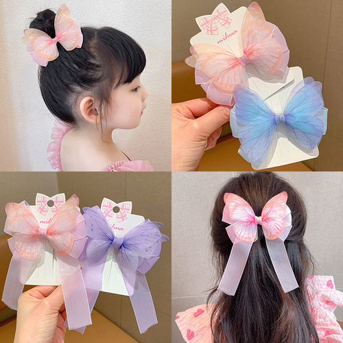 Children's Bow Tie Hair Clip Girls Streamer Pink Bow Tie Fake Collar  New Girls Clip Hair Accessories