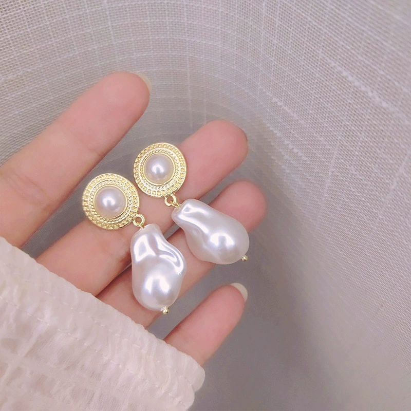 Серебро 925 серьги с жемчужиной, в корейском стиле, простой элегантный дизайн, 8 мм