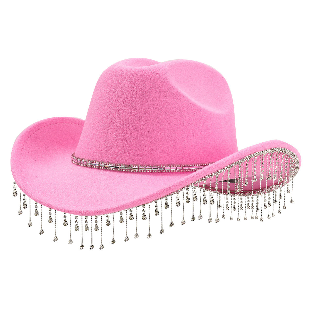 Transfronterizos de explosión de lujo dulce sombrero cuadrado de punto de perforación de cadena de sombrero con diamantes de flange fiesta de baile de música